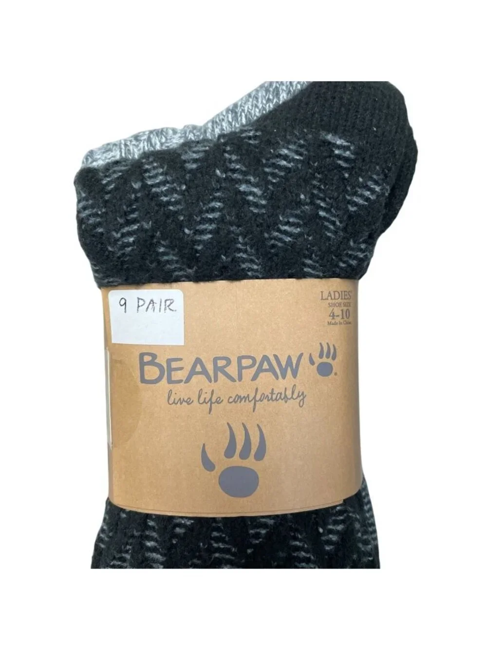 NWT Bearpaw 9-Pair Women's 4-10 Black & Gray Socks Shoe Super Soft F1276